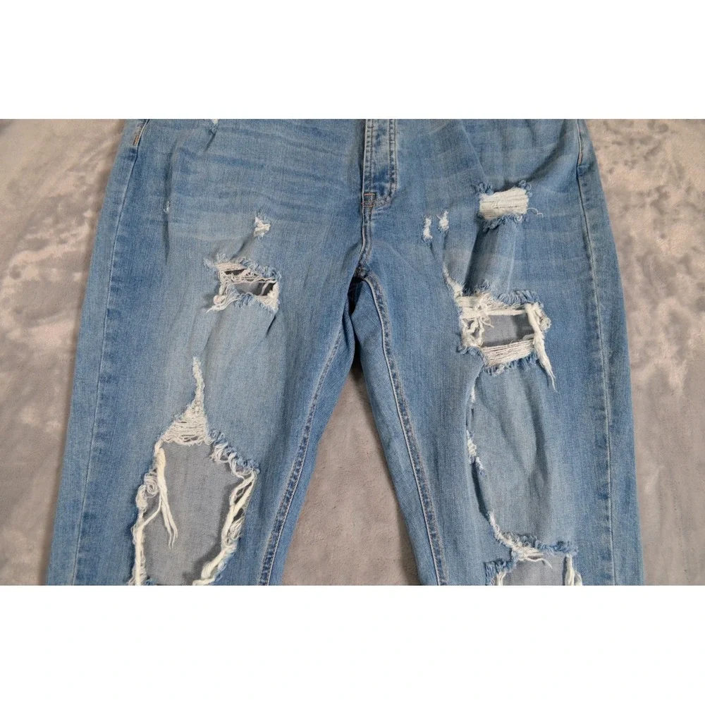 Fashion Nova Sandra Boyfriend Jeans Button Fly Womens 18 Ripped Distressed Nwt's